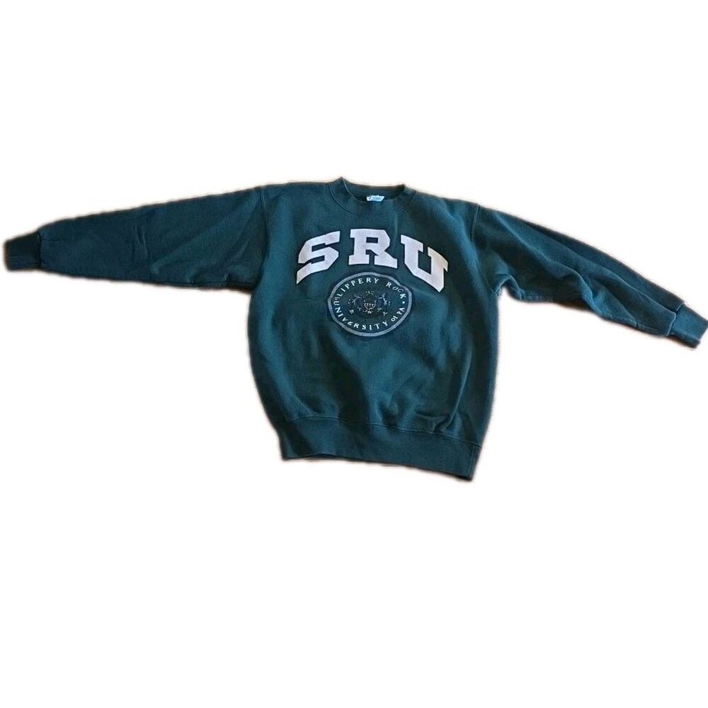 Vintage Slippery Rock University Green White Sweatshirt Galt Sand USA L